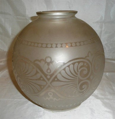 Lot 308 - A large Victorian frosted glass oil lamp shade