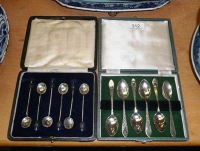 Lot 312 - Six bright cut teaspoons and six coffee spoons