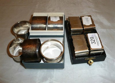 Lot 329 - Three pairs of silver napkin rings and four other silver napkin rings (10)