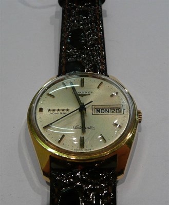 Lot 333 - A steel and gilt Longines wristwatch, 'Admiral' model