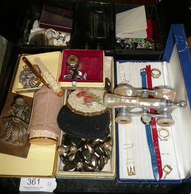 Lot 361 - 9ct gold mounted pencil, ladies watch, coins, costume jewellery and other items