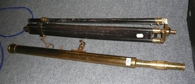 Lot 368 - A brass refracting telescope on tripod