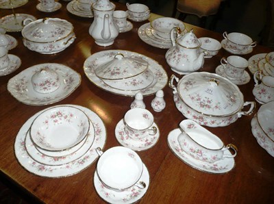 Lot 371 - An extensive Paragon rose pattern dinner and tea service