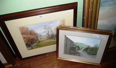 Lot 407 - Samuel Chadwick watercolour, pair of Allan Radcliffe watercolours - Appletreewick and Fountains...