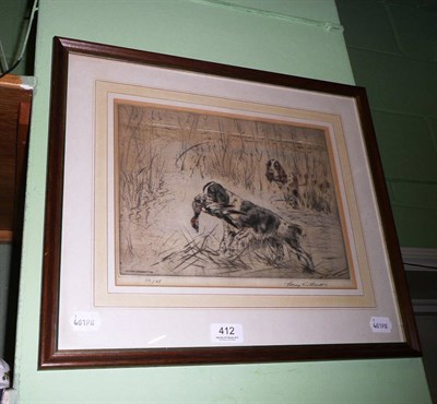 Lot 412 - Engraving of spaniels and game by Henry Wilkinson