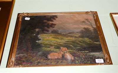 Lot 422 - Oil of sheep in a meadow by H Baldwin