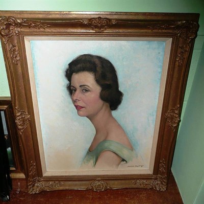 Lot 432 - Malcolm Haylett (British, 1923-) Angela, signed, oil on canvas, 56cm by 45.5cm