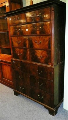 Lot 443 - Georgian mahogany chest on chest on bracket feet