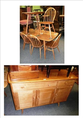 Lot 472 - An Ercol table, extension table, six chairs and a sideboard (9)