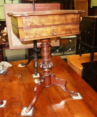 Lot 477 - A Victorian walnut work table on later base