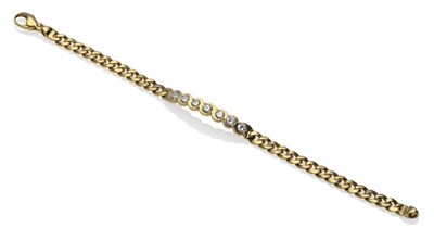 Lot 304 - An 18 Carat Gold Diamond Bracelet, seven round brilliant cut diamonds in yellow rubbed over...