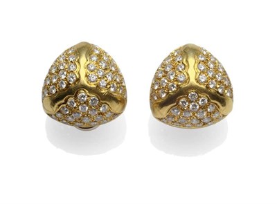 Lot 308 - A Pair of Diamond Earrings, of triangular form, pave set with round brilliant cut diamonds,...