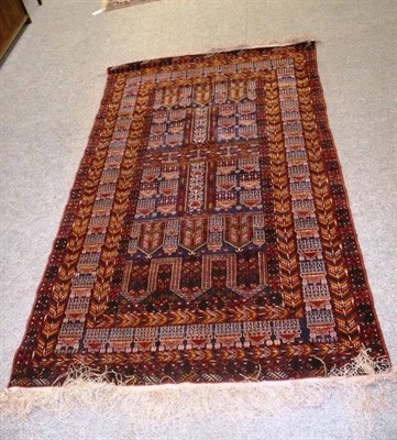 Lot 532 - Afghan Prayer rug Afghan Turkestan, the field of geometric motifs beneath the triple Mihrab...