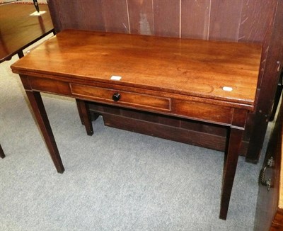 Lot 539 - 19th century mahogany fold over tea table with singled drawer