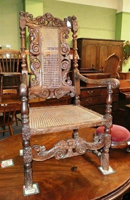 Lot 543 - A 17th century walnut armchair