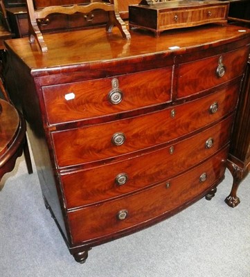 Lot 545 - 19th century bow fronted mahogany four height chest