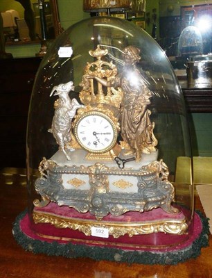 Lot 592 - French gilt alabaster clock under dome