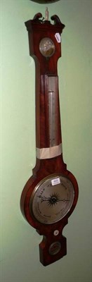 Lot 605 - A 19th century mahogany cased barometer, tube broken and loose