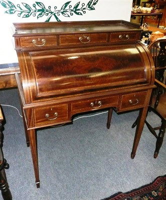 Lot 609 - Edwardian mahogany cylinder desk