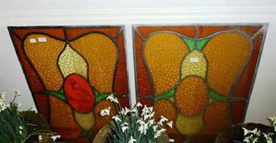 Lot 751 - Three stained glass panels