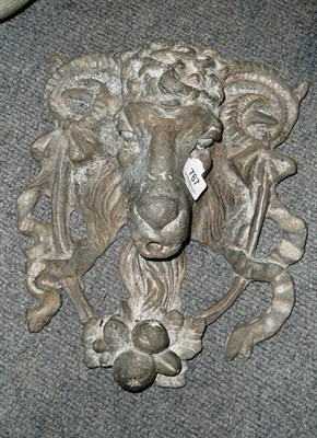 Lot 767 - Lead water feature as a ram's head