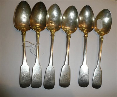 Lot 55 - Six composite Georgian and later Irish silver table spoons