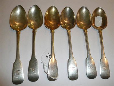 Lot 56 - Six Georgian Irish silver dessert spoons, maker's mark 'G.M.'