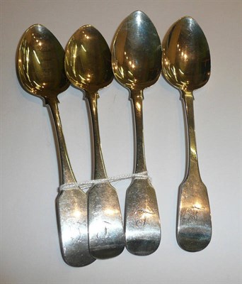 Lot 57 - Four Irish silver fiddle pattern spoons