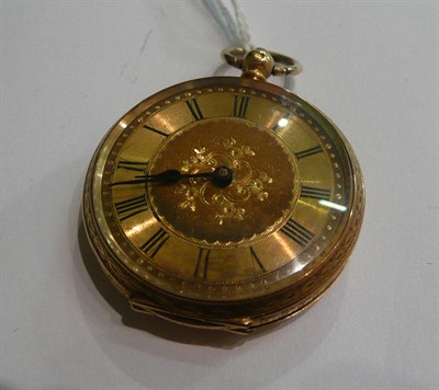 Lot 64 - A lady's fob watch, case stamped '18k'