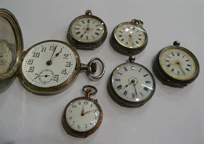 Lot 77 - Five lady's fob watches and a full hunter pocket watch case stamped 925