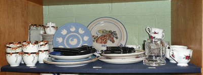 Lot 103 - Two part tea services, decorative plates, Derby Bicentenary tankard etc