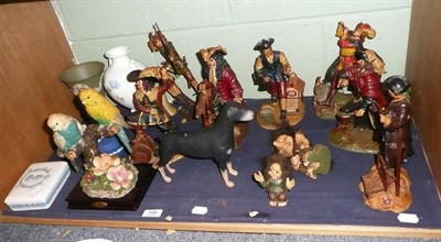 Lot 105 - Royal Doulton composition Peter Pan figures, model of a dog, cockatoos etc