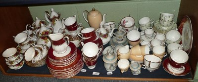 Lot 111 - Shelf of assorted tea wares including Royal Albert 'Old Country Roses', Wedgwood etc