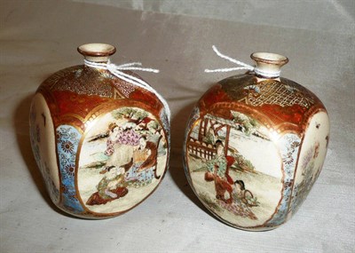 Lot 122 - A pair of small Satsuma vases