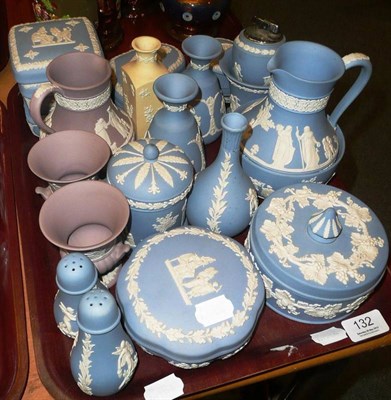 Lot 132 - Quantity of assorted Wedgwood Jasperware boxes and covers, trinkets etc