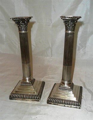 Lot 135 - Pair of silver table candlesticks (converted to lamps)