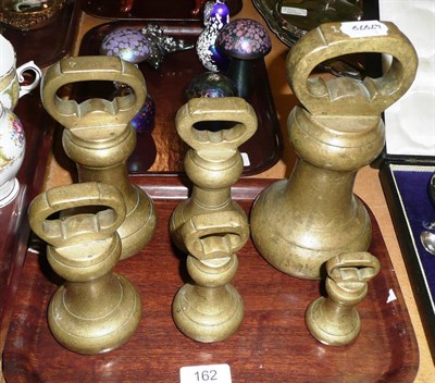 Lot 162 - Six 19th century bell weights - 14lb to 1lb