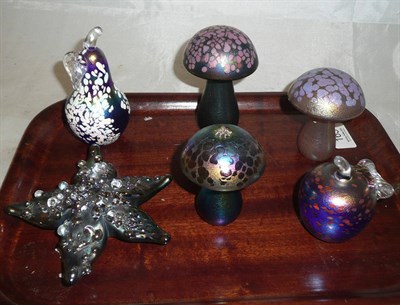 Lot 163 - Chris Necton (Neo Art Glass); five assorted paper weights