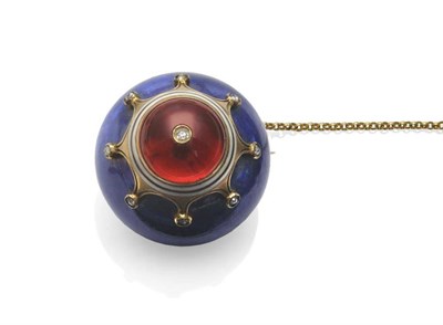 Lot 348 - A Domed Brooch, a large lapis lazuli inset with a star formation, a carbuncle garnet to the centre