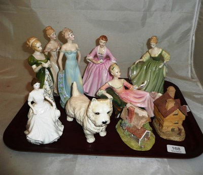 Lot 168 - Five Doulton figures; HN2209, HN2193, HN2722, HN2272, HN4096, two others, a Beswick dog and two...