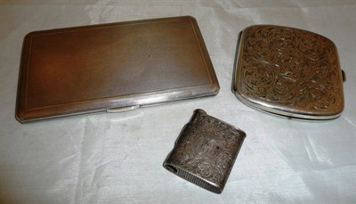 Lot 189 - Two silver cigarette cases and a vesta case/cigar cutter