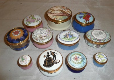 Lot 219 - Assorted enamel hinged boxes and covers including Crummels,  Halcyon Days, Kingsley Enamels,...