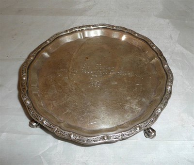 Lot 244 - Silver waiter inscribed and dated 1966