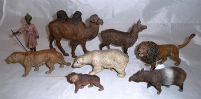 Lot 249 - Assorted Elastolin zoo animals and keeper