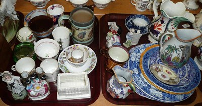 Lot 262 - Two Don pottery blue and white transfer printed plates, blue and white tea bowl and saucer, BFB...