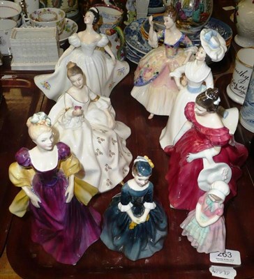 Lot 263 - Eight assorted Doulton figures; HN2792, HN2789, HN2339, HN2397, HN2220, HN233, HN1860 and HN2341