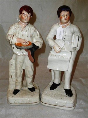 Lot 270 - Pair of Staffordshire pottery figures '6am' & '6pm'