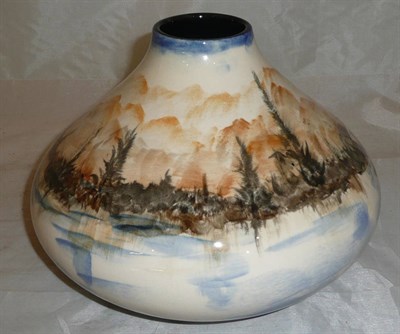 Lot 272 - Peggy Davies ceramics designer vase blue tinted/beige, signed by artist John Michael