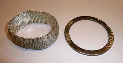 Lot 316 - Tiffany 925 mesh bracelet and a Tiffany & Co 925 bangle (2)