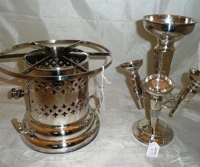 Lot 368 - A silver loaded epergne and a plated table burner (2)